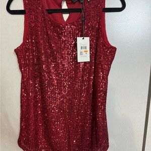 DKNY Red Sequin Tank Top